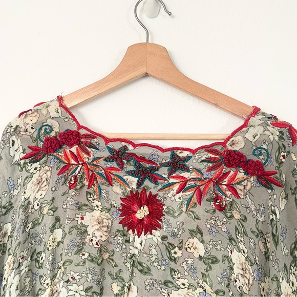 Zara Embroidered Midi  Tunic Dress with V-neck Size S Spring Summer - Picture 12 of 16